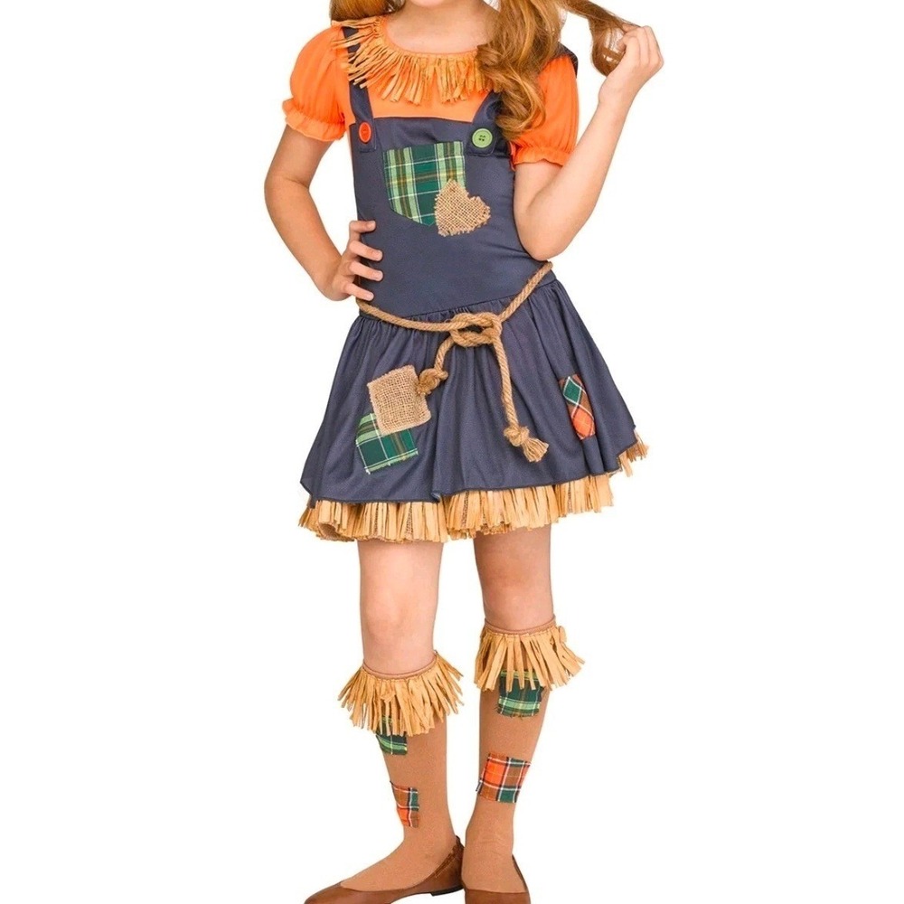Scarecrow Costume Girls Size‎ 6-6X  Fall Patchwork Halloween Rustic Dress up
